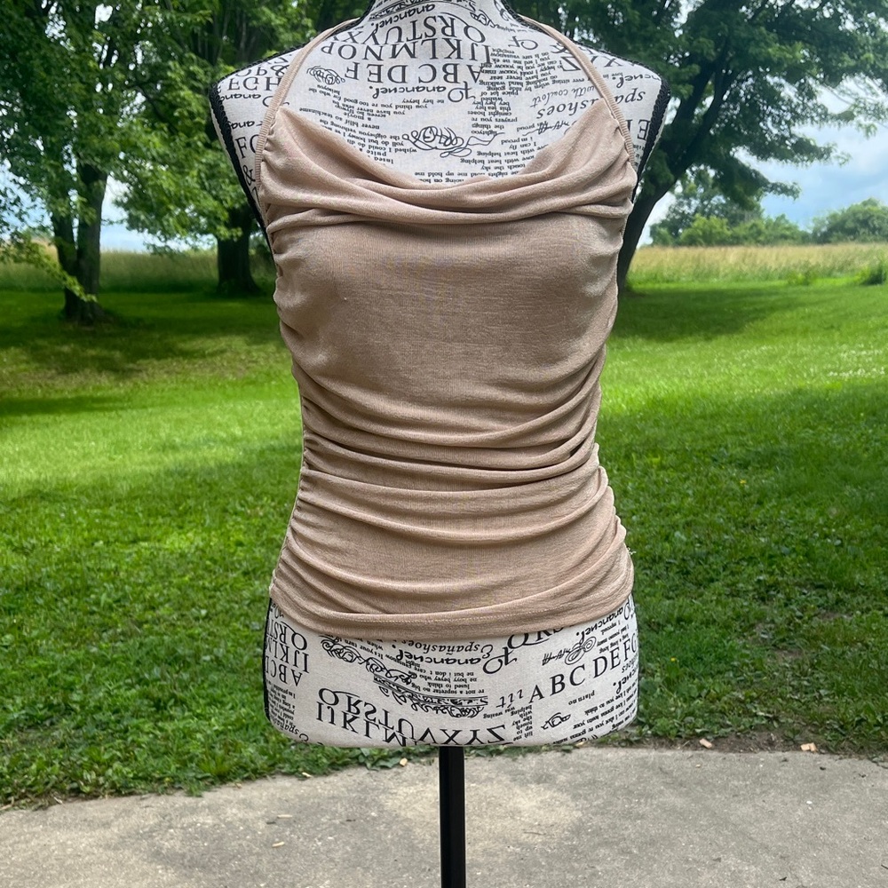 SHEIN Tan Ruched Crop Top XS